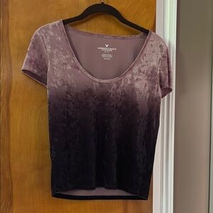 American Eagle Outfitters Purple Fitted Short Sleeve Tee